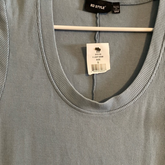 RD Style Ribbed Blue Tank Top - Picture 2 of 2